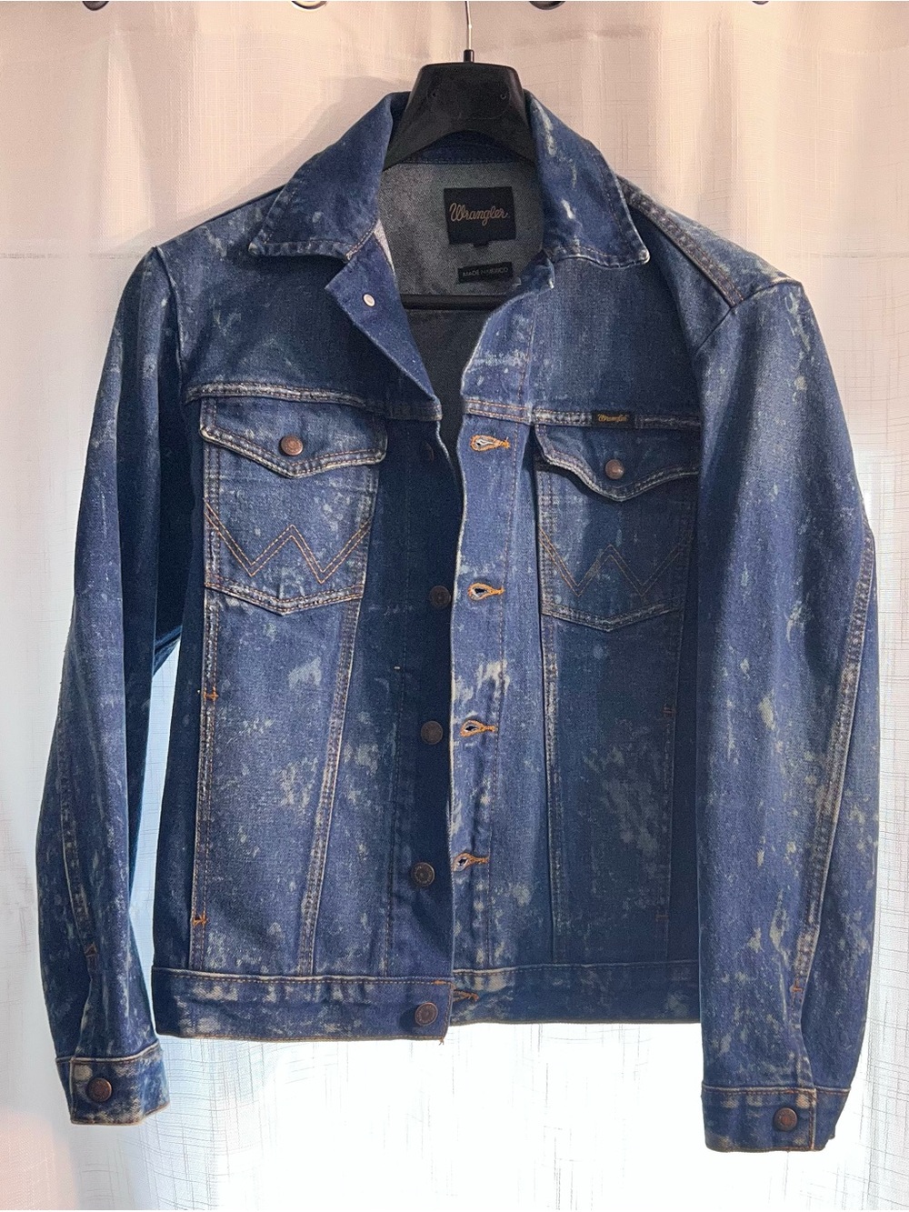 Wrangler Blue Distressed Denim Shirt Jacket